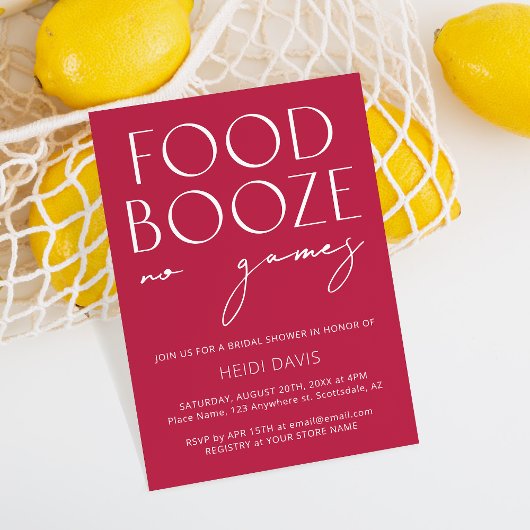 ミニマおもしろいリストマゼンタNoゲームブライダルシャワー 招待状