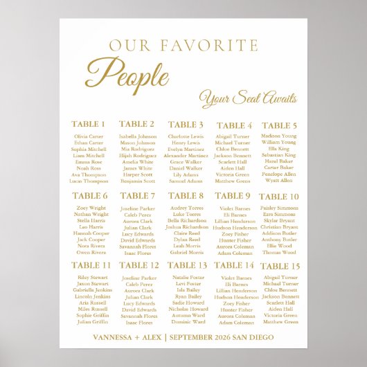 ミニマお気に入りのリストの結婚人の座席表 ポスター (正面)