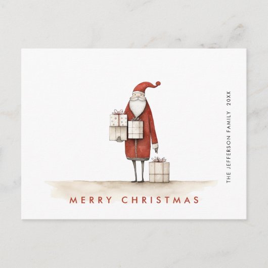 ミニマお洒落リストサンタクロースのクリスマス ポストカード (正面)