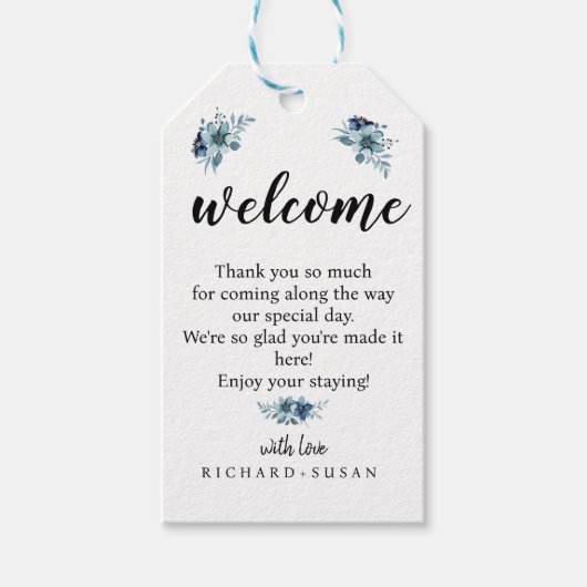 ミニマお洒落リストフローラ結婚の歓迎 ギフトタグ (正面)