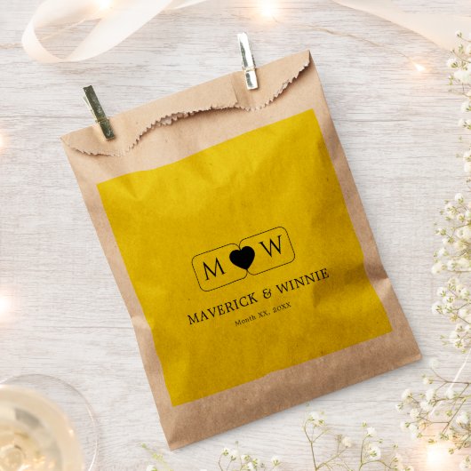 ミニマお洒落リストモダン結婚式の引き出物バッグデザイン フェイバーバッグ (クリップ留めされた状態)