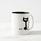 ミニマお洒落リスト黒猫 ツートーンマグカップ (正面右)