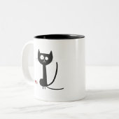 ミニマお洒落リスト黒猫 ツートーンマグカップ (正面左)