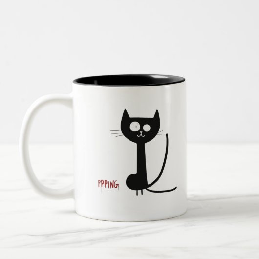 ミニマお洒落リスト黒猫 ツートーンマグカップ (左)