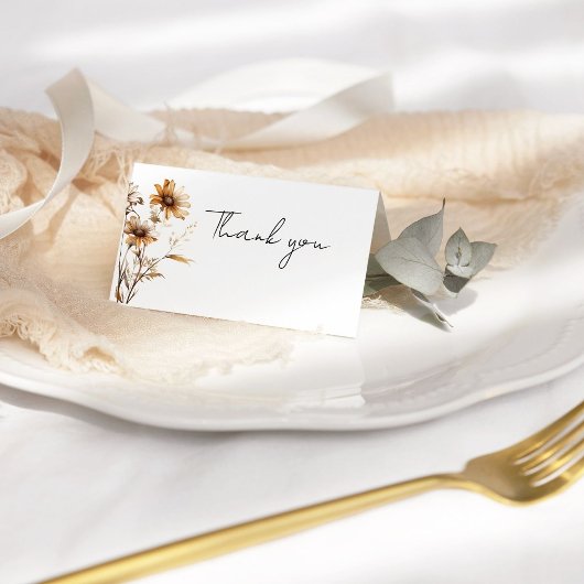 ミニマお洒落リストBoho Wildflower結婚's サンキューカード