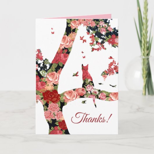 ミニマかわいらしモダンリストの抽象芸術キャッ感謝していト・カード サンキューカード (正面)