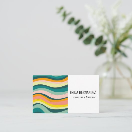ミニマはっきりしたカラフルリストのストライプ曲線 名刺 (スタンド正面)