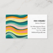 ミニマはっきりしたカラフルリストのストライプ曲線 名刺 (裏面)