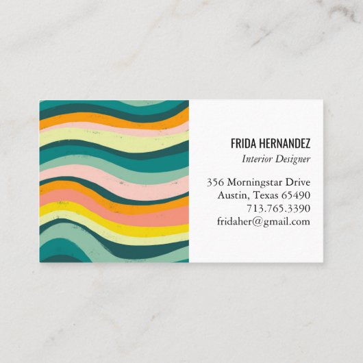 ミニマはっきりしたカラフルリストのストライプ曲線 名刺 (裏面)