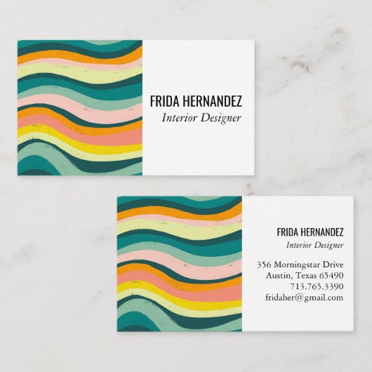 ミニマはっきりしたカラフルリストのストライプ曲線 名刺 (正面/裏面)