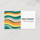 ミニマはっきりしたカラフルリストのストライプ曲線 名刺 (正面)