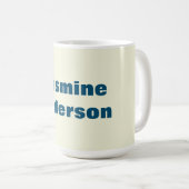 ミニマはっきりしたモダンリストのベージュ海ブルーカラー コーヒーマグカップ (正面右)