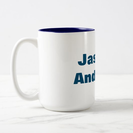 ミニマはっきりしたモダンリストの海ブルー ツートーンマグカップ (左)