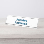 ミニマはっきりしたモダンリストの海ブルー デスクネームプレート (正面)