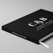 ミニマはっきりしたモダンリストの黒モノグラム結婚ズ ゲストブック