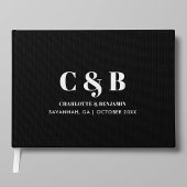 ミニマはっきりしたモダンリストの黒モノグラム結婚ズ ゲストブック