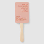 ミニマはっきりしたモダンリストオレンジピンク結婚式 プログラム ハンドファン (裏面)