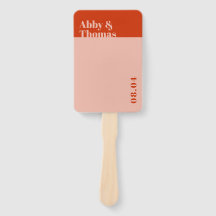 ミニマはっきりしたモダンリストオレンジピンク結婚式 プログラム