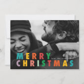 ミニマはっきりしたモダンリスト・カラー・メリークリスマスフォト シーズンカード (正面)