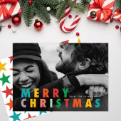 ミニマはっきりしたモダンリスト・カラー・メリークリスマスフォト シーズンカード