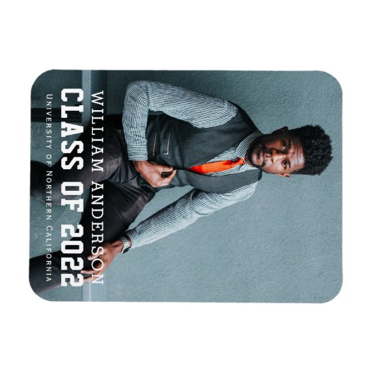 ミニマはっきりしたリストのフォトブルー卒業発表 マグネット (横)