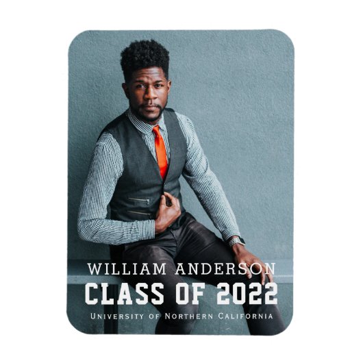 ミニマはっきりしたリストのフォトブルー卒業発表 マグネット (縦)