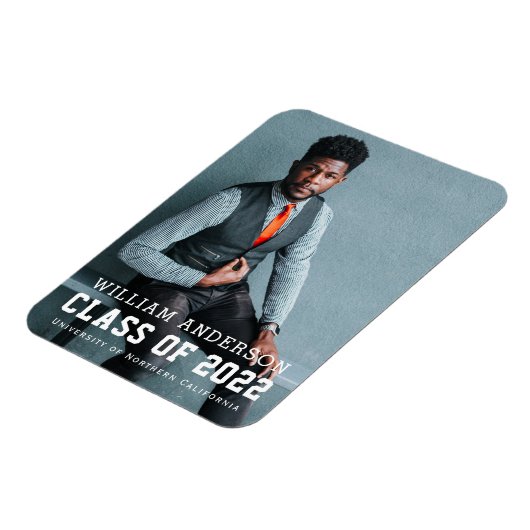 ミニマはっきりしたリストのフォトブルー卒業発表 マグネット (左側)