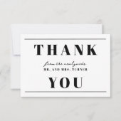 ミニマはっきりしたリストの白黒の結婚ありがとう サンキューカード (正面)