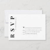 ミニマはっきりしたリストの白黒の結婚式の出欠 出欠カード (正面)