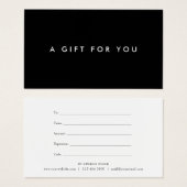 ミニマはっきりしたリストの白黒ギフト証明書 (正面&裏面)