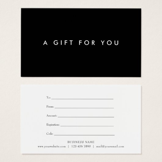 ミニマはっきりしたリストの白黒ギフト証明書 (正面&裏面)