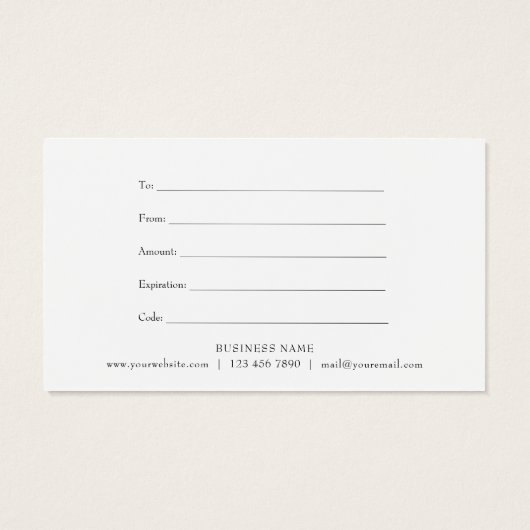 ミニマはっきりしたリストの白黒ギフト証明書 (裏面)