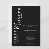 ミニマはっきりしたリストの白黒結婚の写真 招待状 (正面)