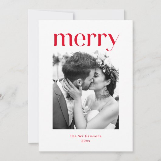 ミニマはっきりしたリストの赤メリー結婚クリスマス写真 シーズンカード (正面)
