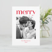 ミニマはっきりしたリストの赤メリー結婚クリスマス写真 シーズンカード (スタンド正面)