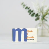 ミニマはっきりしたリストの青とオレンジモダンのカスタム色 名刺 (スタンド正面)