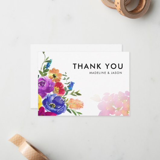 ミニマはっきりしたリストカラー結婚フローラ ノートカード (正面/裏面インサイチュ)