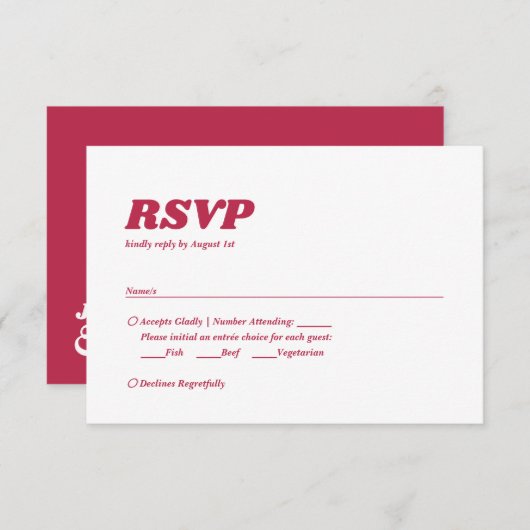 ミニマはっきりしたリストシックレトロヴィバマゼンタズ結婚ズ 出欠カード (正面/裏面)