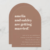 ミニマはっきりしたリストソフトモカレトロ結婚ズアーチ 招待状 (正面/裏面)