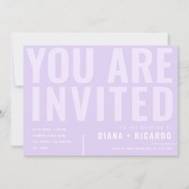 ミニマはっきりしたリストタイポグラフィ薄紫ラベ結婚ンダー 招待状