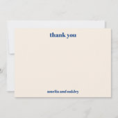 ミニマはっきりしたリストフランスのブルーレトロカスタムウェディング サンキューカード (正面)