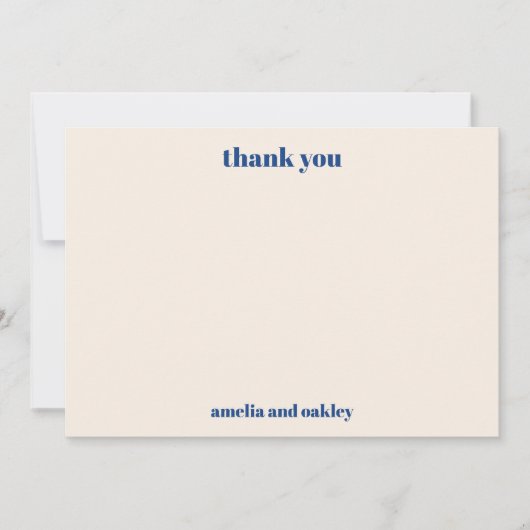 ミニマはっきりしたリストフランスのブルーレトロカスタムウェディング サンキューカード (正面)