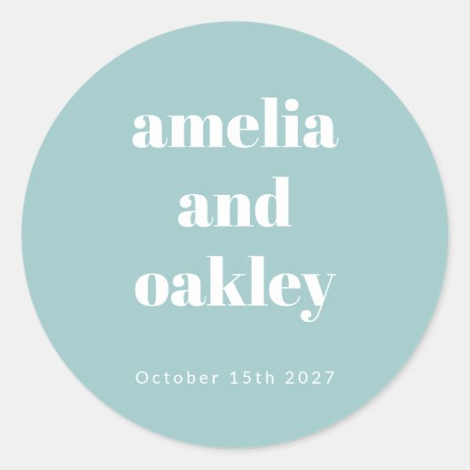 ミニマはっきりしたリストボホアクアブルーカスタムウェディング ラウンドシール (正面)