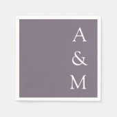 ミニマはっきりしたリストモノグラムボホダスティパープル結婚ズ スタンダードカクテルナプキン (正面)