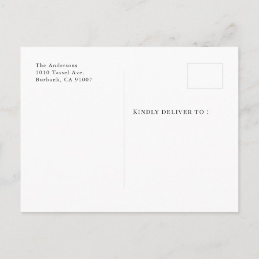 ミニマはっきりしたリスト写真の卒業発表 案内ポストカード (裏面)