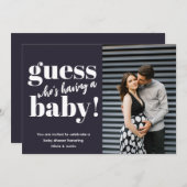 ミニマはっきりしたリスト写真ベビーシャワー 招待状 (正面/裏面)