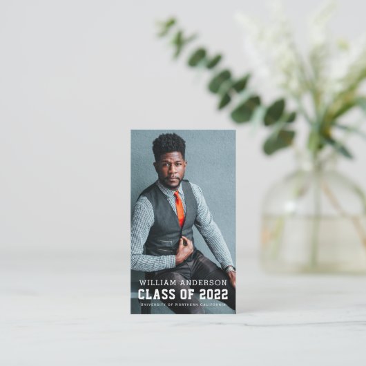 ミニマはっきりしたリスト写真卒業 名刺 (スタンド正面)