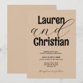 ミニマはっきりしたリスト名ベージュ聖なる書物、 経典結婚ズ 招待状 (正面/裏面)