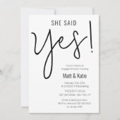 ミニマはっきりしたリスト彼女はYes婚約パーティ 招待状 (正面)