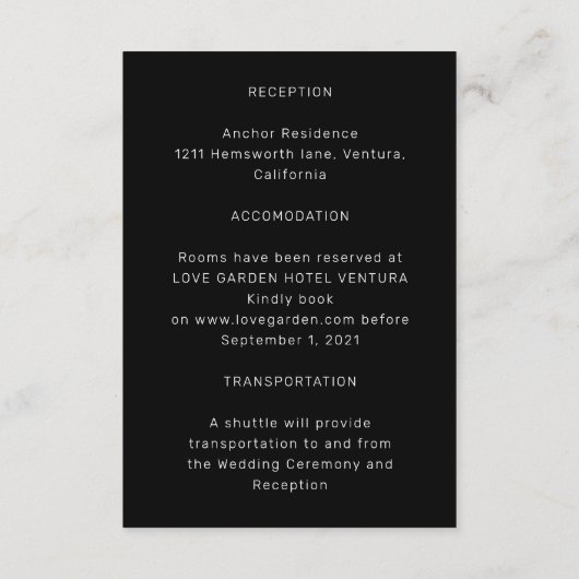 ミニマはっきりしたリスト文字の白黒の囲い エンクロージャーカード (裏面)